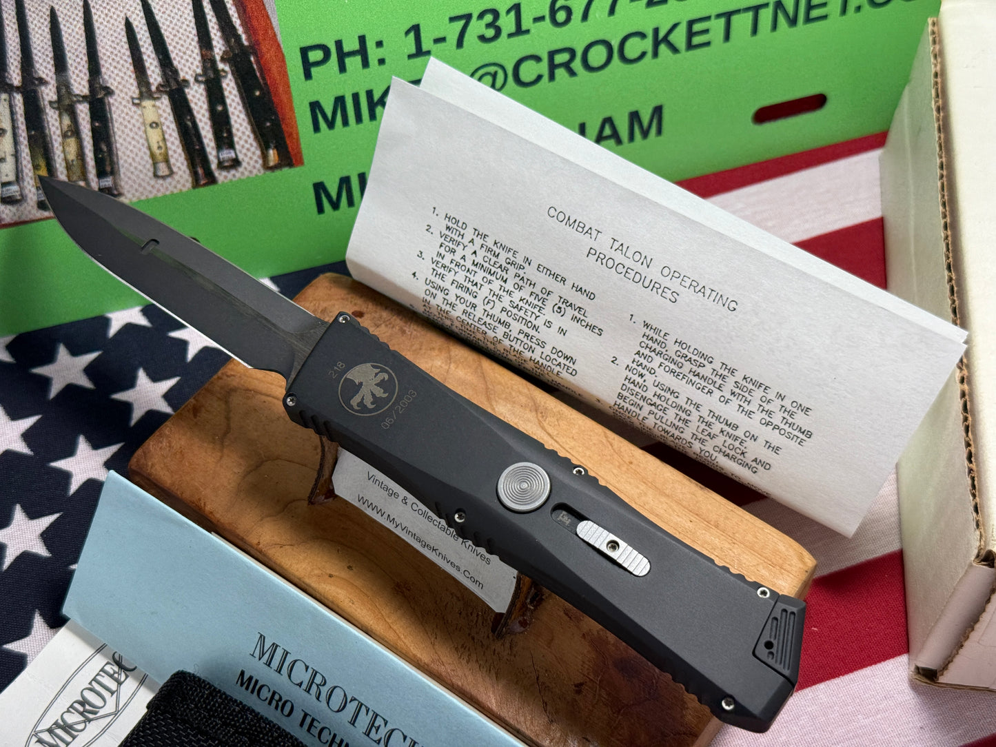 MICROTECH USA 06/2003 COMBAT TALON III SINGLE ACTION OTF VINTAGE TACTICAL AUTOMATIC KNIFE BLACK METAL--NIB