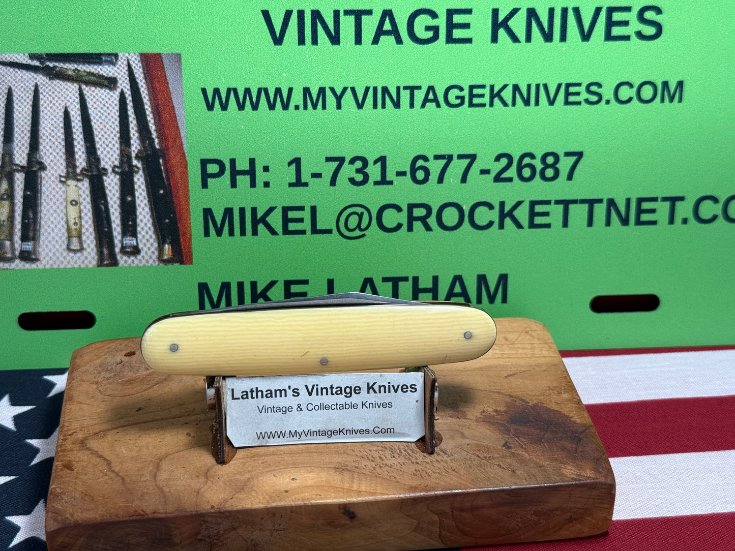 SCHRADE CUT CO. WALDEN N.Y. 1916-1946 SINGLE BLADE 3 3/4" CIGAR STYLE VINTAGE AMERICAN AUTOMATIC KNIFE IMITATION IVORY HANDLES