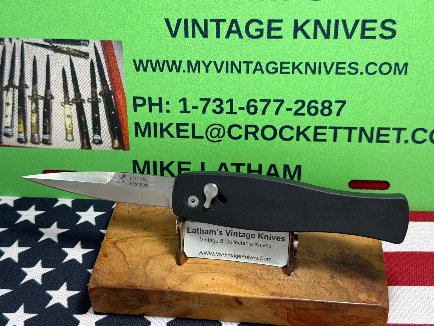 S.W.A.T.(SPECIALIZED WEAPONS BY ADVANCED TECHNOLOGIES) USA CUSTOM AUTOMATIC 2008-2012 TACTICAL AUTOMATIC KNIFE 1 OF 100 FIRST RUN BLACK METAL HANDLES