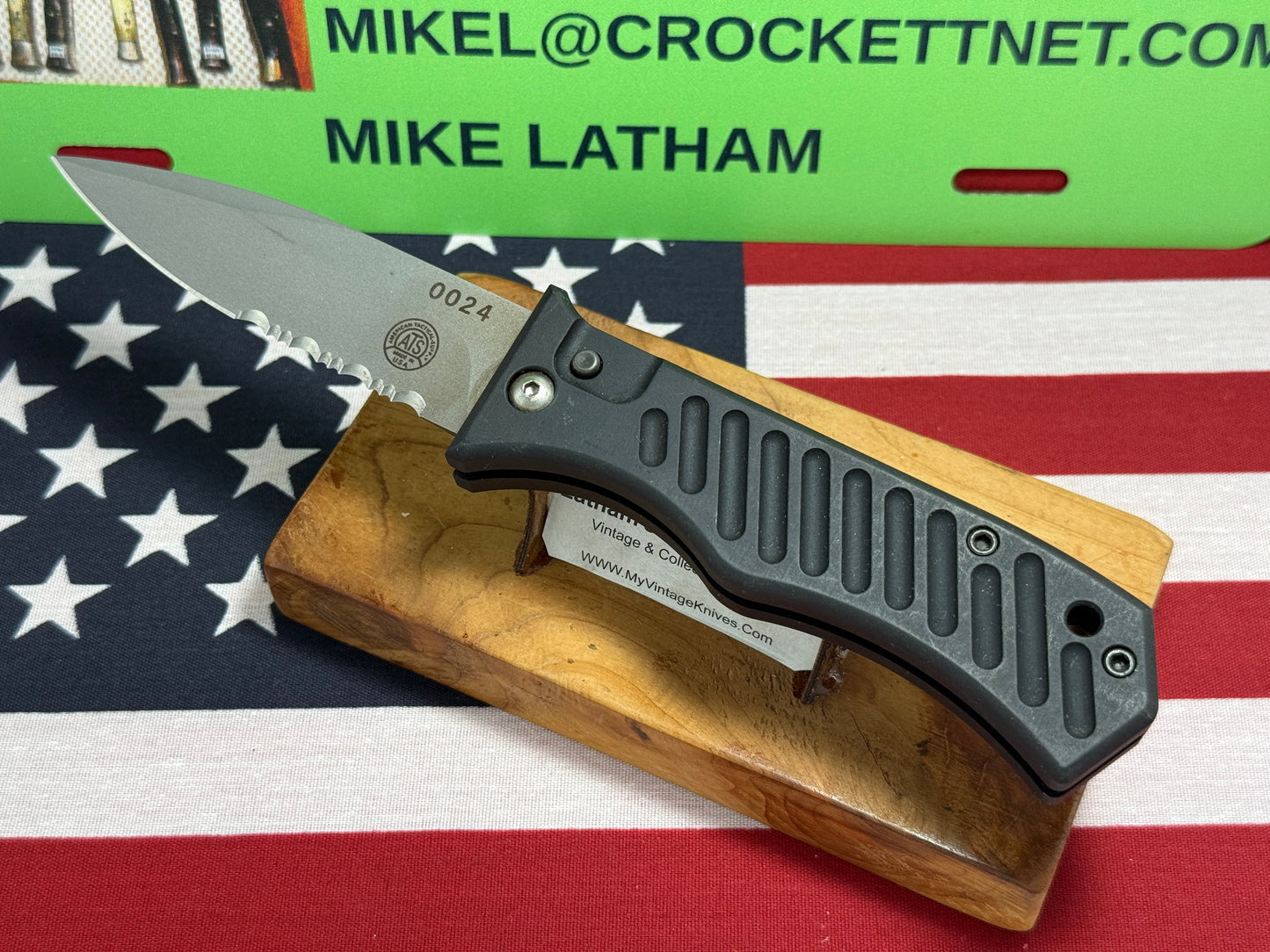 ATS-AMERICAN TACTICAL SUPPLY CO. USA 2008-2012 SIDE OPENING SER# 0024 TACTICAL AUTOMATIC KNIFE BLACK METAL HANDLES