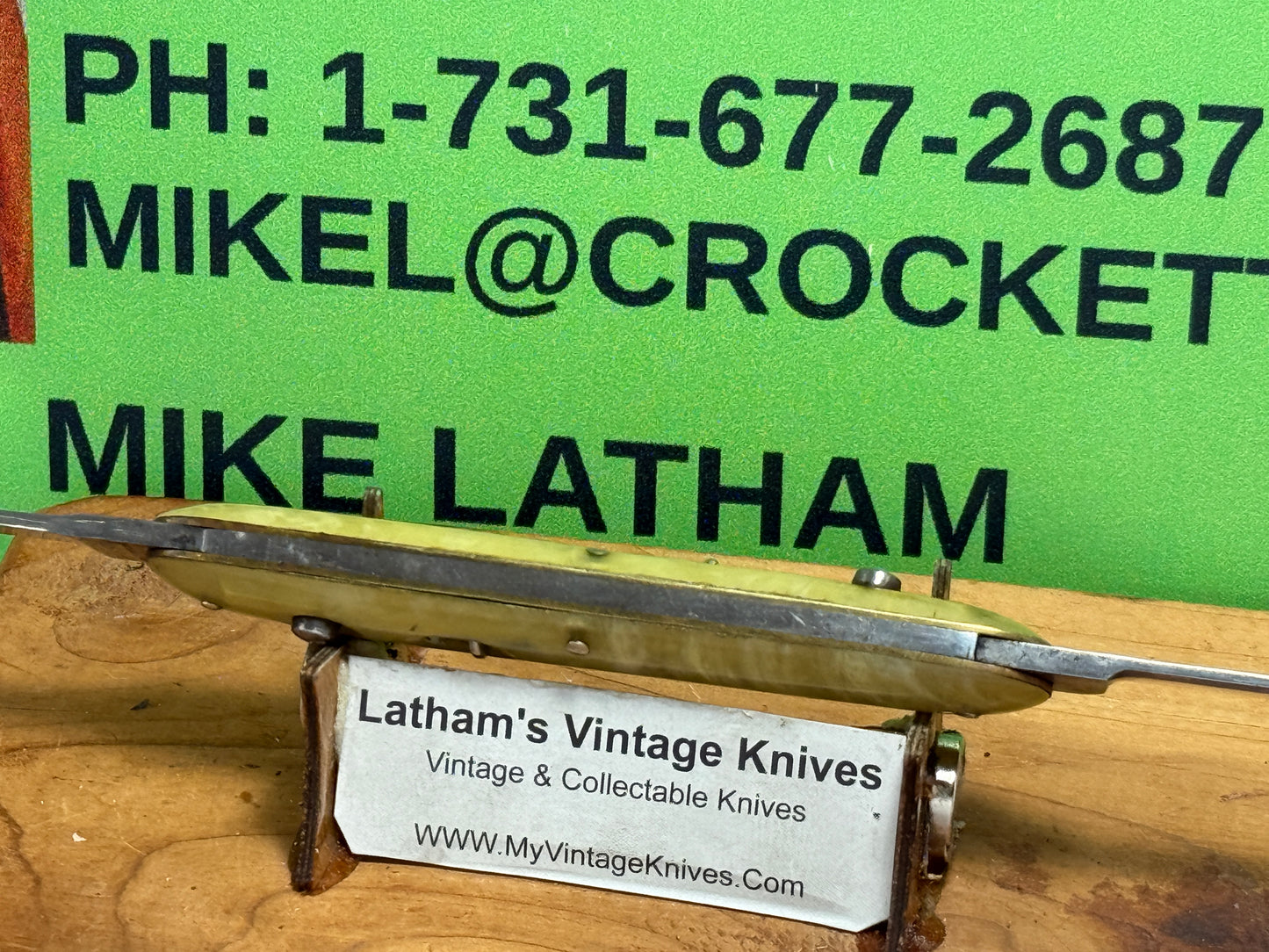 PRESTO GEO. SCHRADE CUT CO. BRIDGEPORT CONN. 1930-1940 TWIN BLADE DOUBLE BUTTON 3 3/8" VINTAGE AMERICAN AUTOMATIC KNIFE ONYX CELLULOID HANDLES