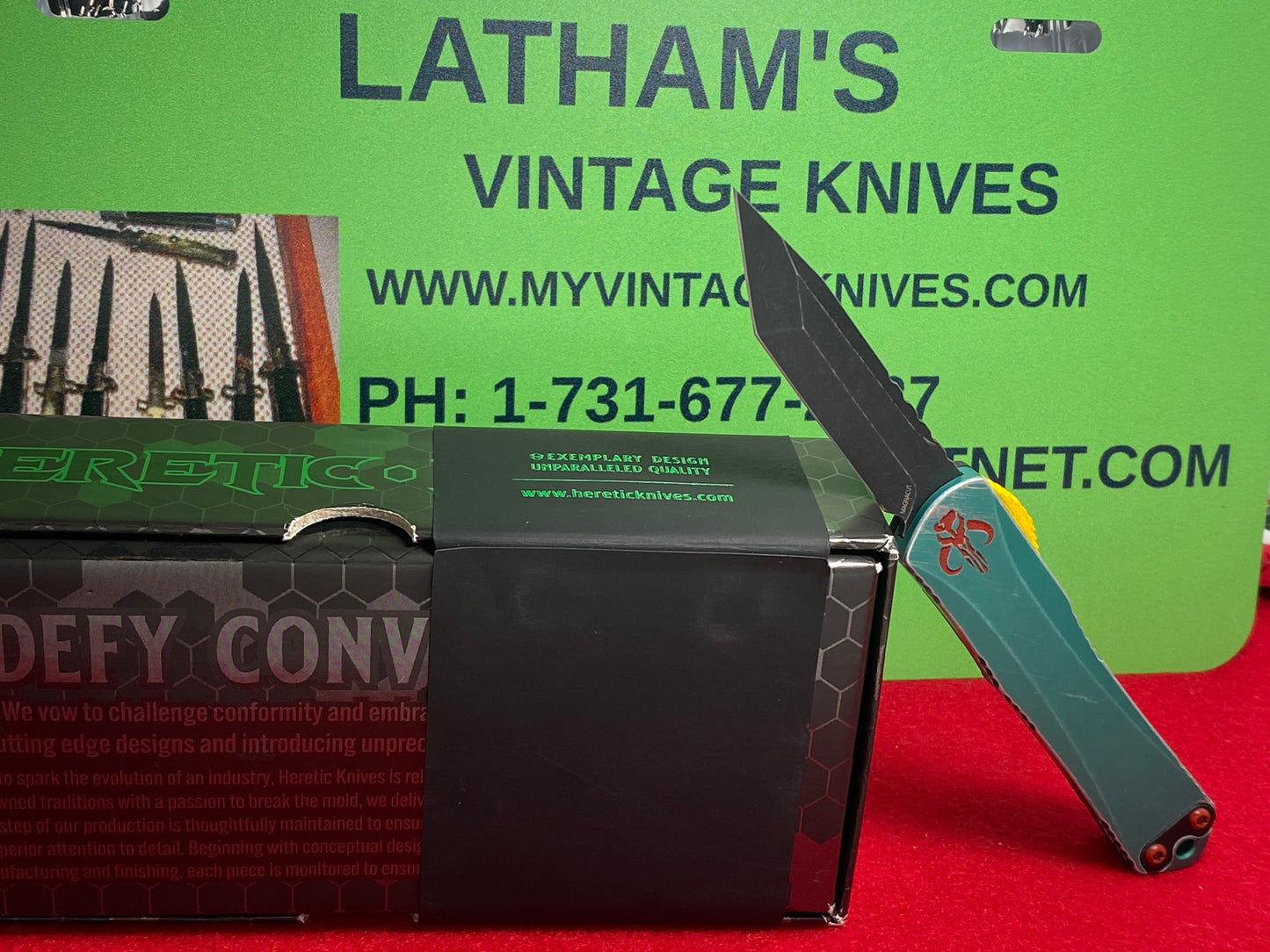 HERETIC BOUNTY HUNTER 2023 H023-8A-BOUNTY S/N 011 MANTICORE S TANTO BATTLE BLACK TACTICAL AUTOMATIC KNIFE CAMO CARBON HANDLES