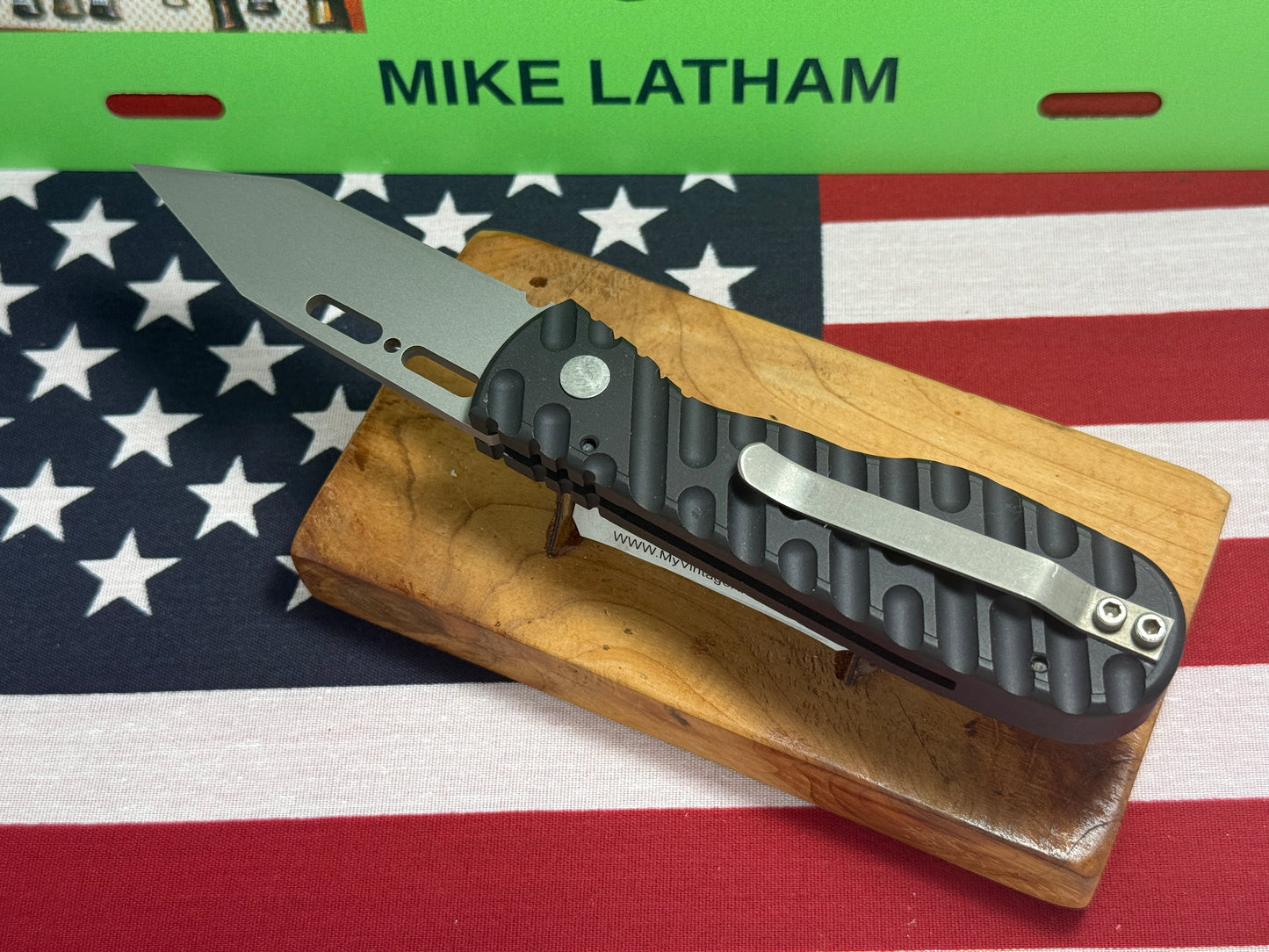 DALTON, ROB CUSTOM KNIFE 1998-2010 GRIPPER SIDE OPENING TACTICAL AUTOMATIC KNIFE BLACK METAL HANDLES