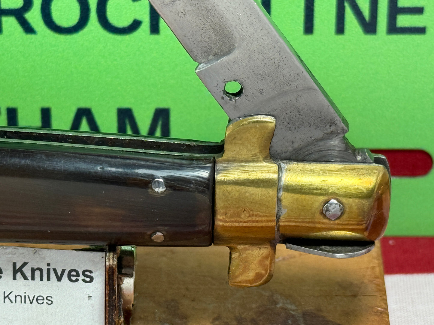 STERILE "G. BAUTTO" ITALIAN FROSOLONE 1930-38 PICK LOCK ITALIAN AUTOMATIC KNIFE BUFFALO HORN HANDLES