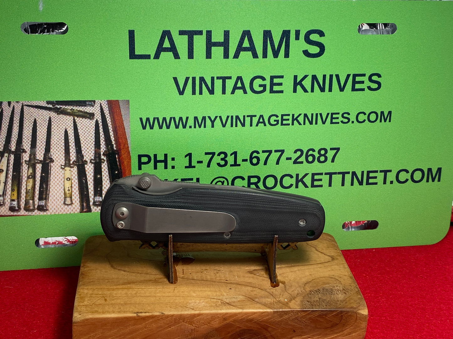VALLOTTON, BUTCH CUSTOM 1985-1990 LDC-103 #37 DOUBLE ACTION CUSTOM AUTOMATIC KNIFE GRAY MICARTA HANDLES