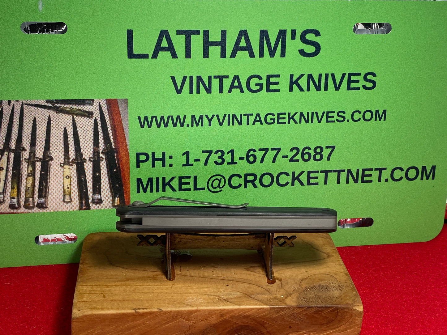 VALLOTTON, BUTCH CUSTOM 1985-1990 LDC-103 #37 DOUBLE ACTION CUSTOM AUTOMATIC KNIFE GRAY MICARTA HANDLES