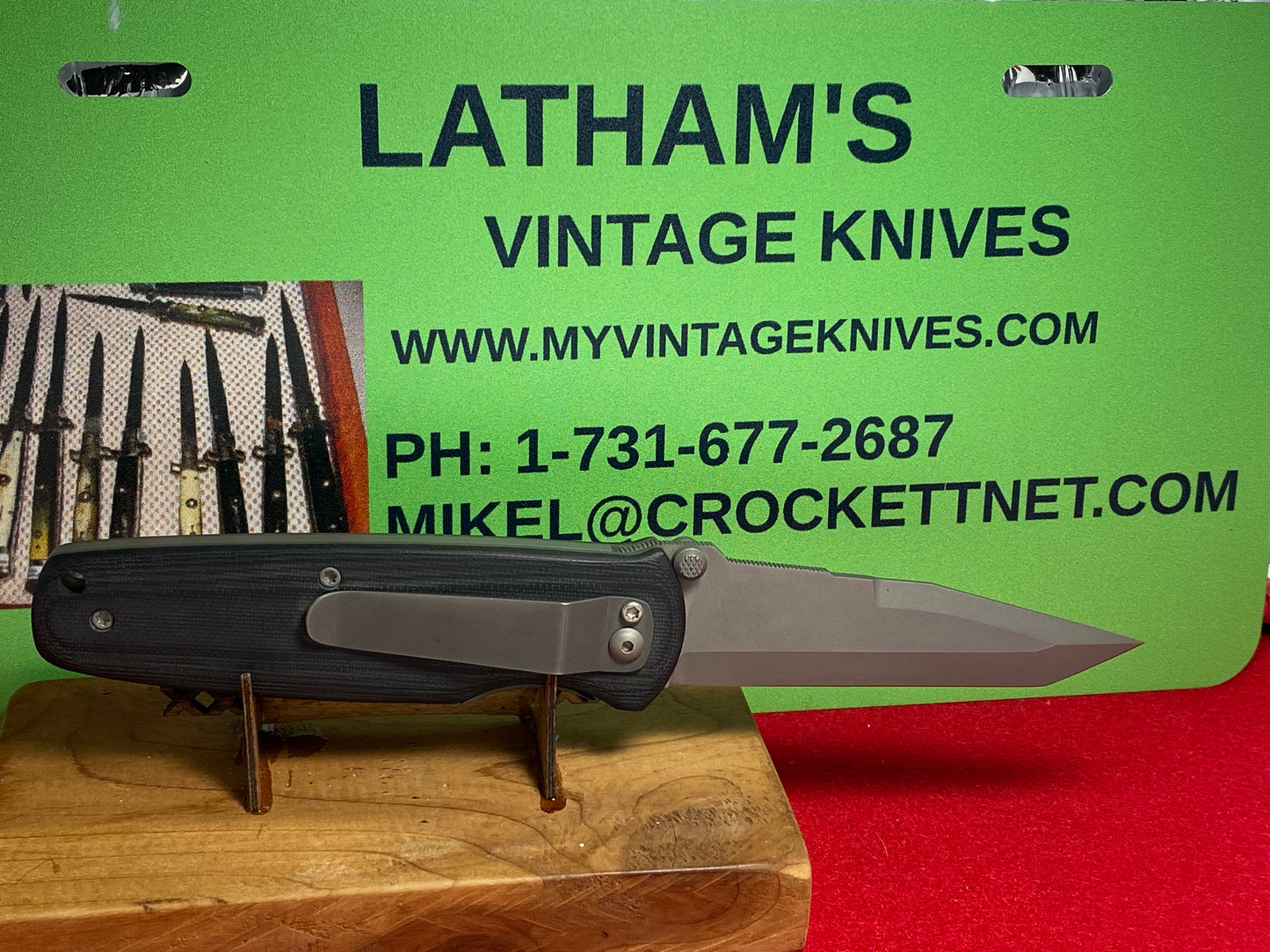 VALLOTTON, BUTCH CUSTOM 1985-1990 LDC-103 #37 DOUBLE ACTION CUSTOM AUTOMATIC KNIFE GRAY MICARTA HANDLES