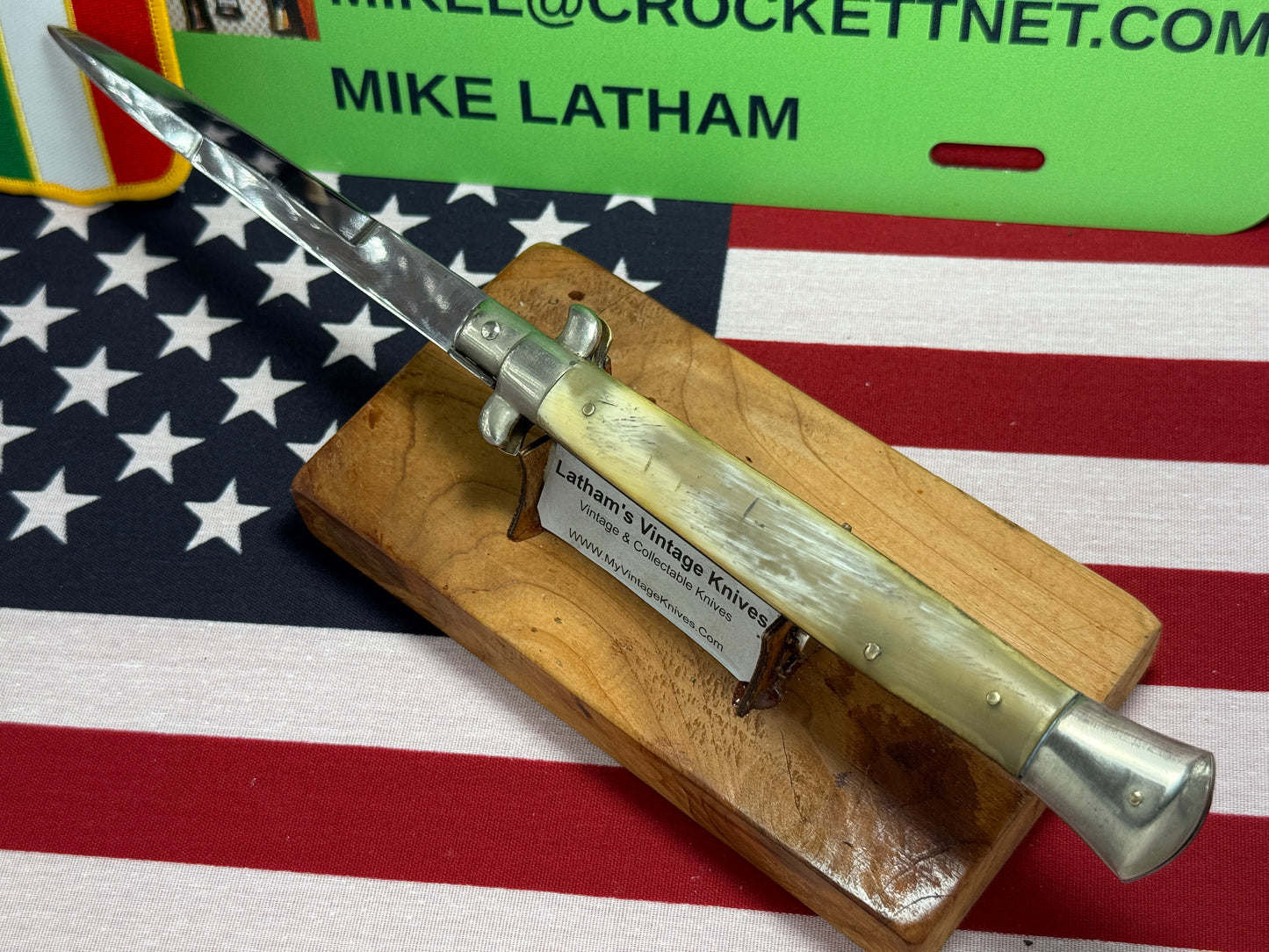 LATAMA ITALY 1950-56 PICK LOCK STILETTO 28 CM ITALIAN AUTOMATIC KNIFE BRAZILIAN HORN HANDLES