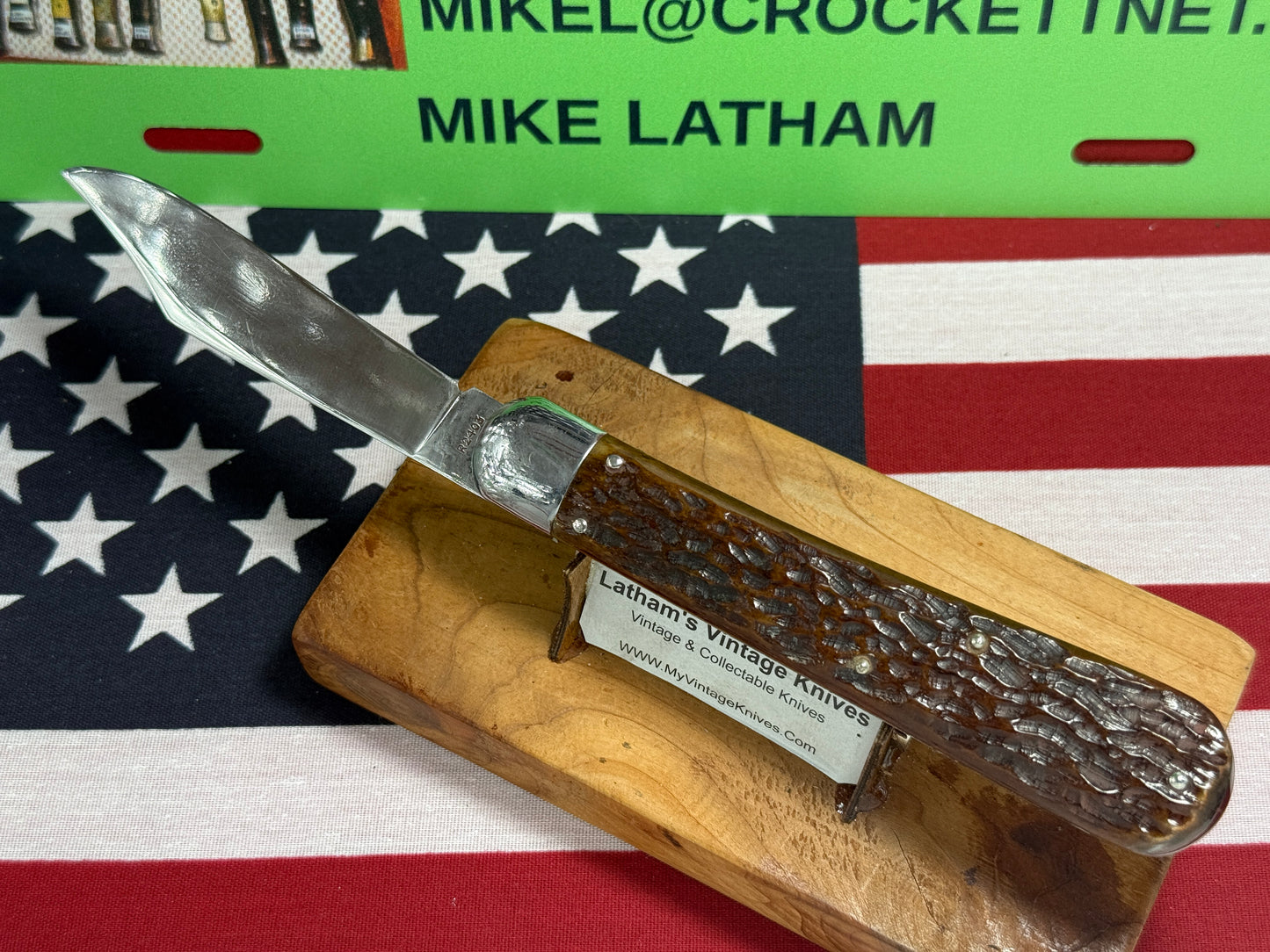 REMINGTON UMC 1920-40 LARGE 5" HUNTER R2403 VINTAGE AMERICAN AUTOMATIC KNIFE BROWN JIGGED BONE HANDLES