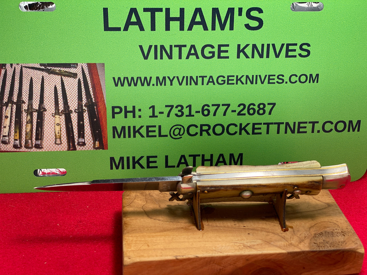 F.B.R. INOX PATENT 96847 ITALY BO/BC DERBY STILETTO 20 CM ITALIAN AUTOMATIC KNIFE STAG HANDLES