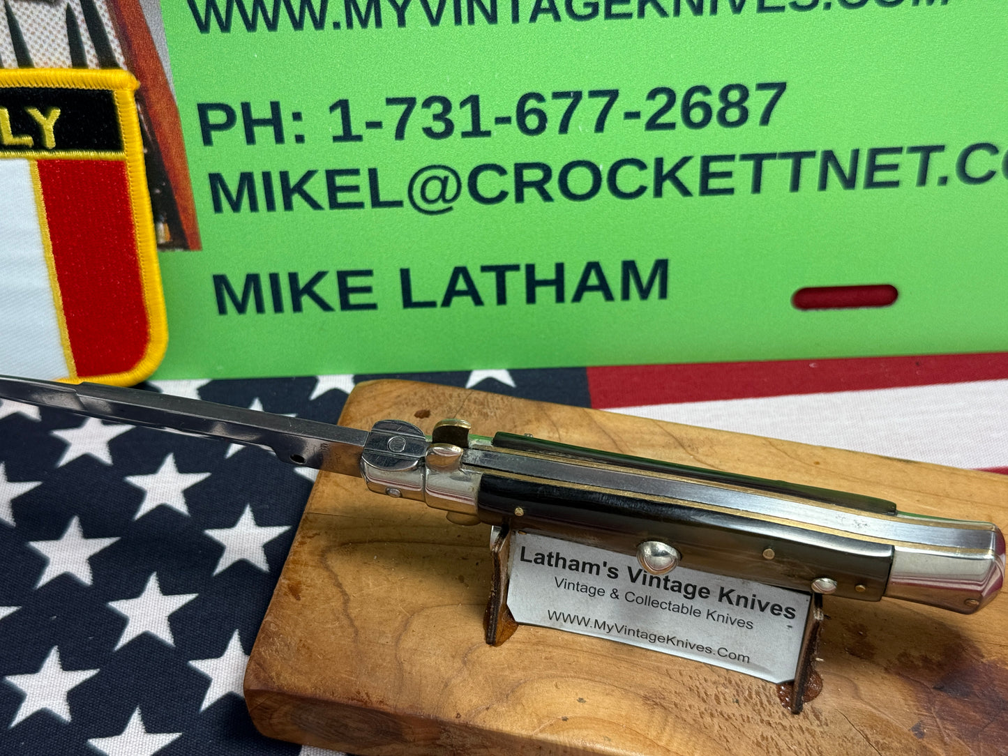 EIG CUTLERY ITALY 1950-56 PICK LOCK STILETTO 20 CM ITALIAN AUTOMATIC KNIFE BUFFALO HORN HANDLES