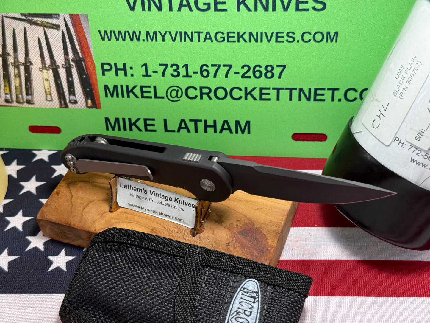 MICROTECH USA 12/2003 UMS 1960 BLACK PLAIN TACTICAL AUTOMATIC KNIFE BLACK METAL HANDLES