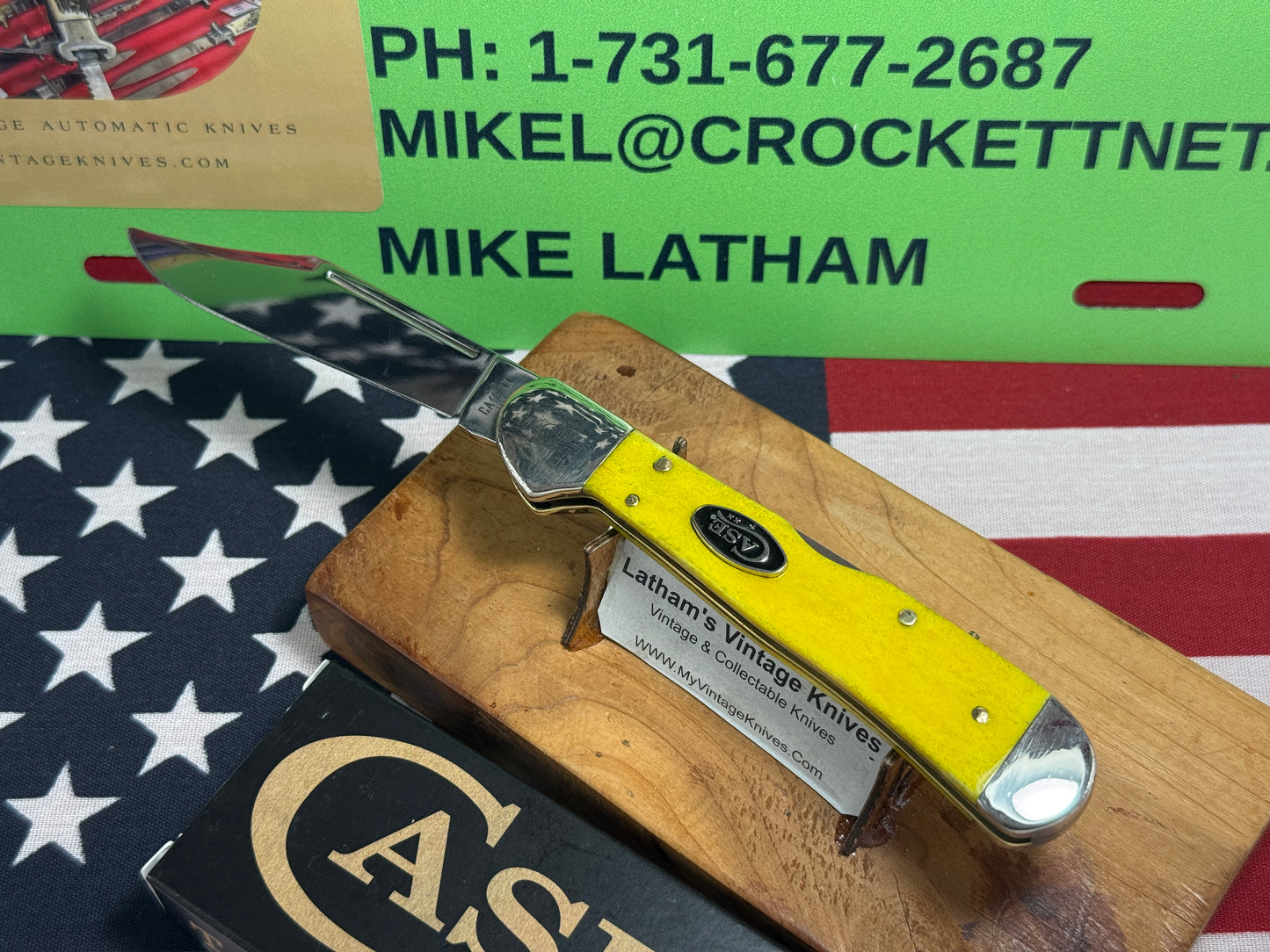 CASE XX USA, W.R. CASE 2025 COPPERLOCK 61549L SS D/A CONVERTED CUSTOM AUTOMATIC AMERICAN AUTOMATIC KNIFE YELLOW BONE HANDLES
