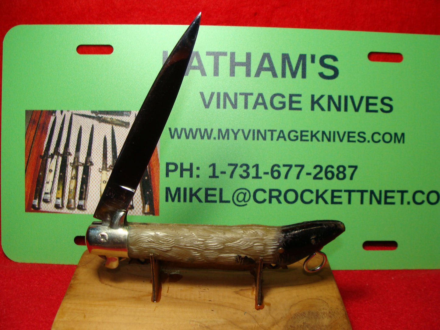 HALLALI INOX SGDG FRENCH 1965-75 BO/BC DEER FOOT FRENCH AUTOMATIC KNIFE BROWN PLASTIC HANDLES