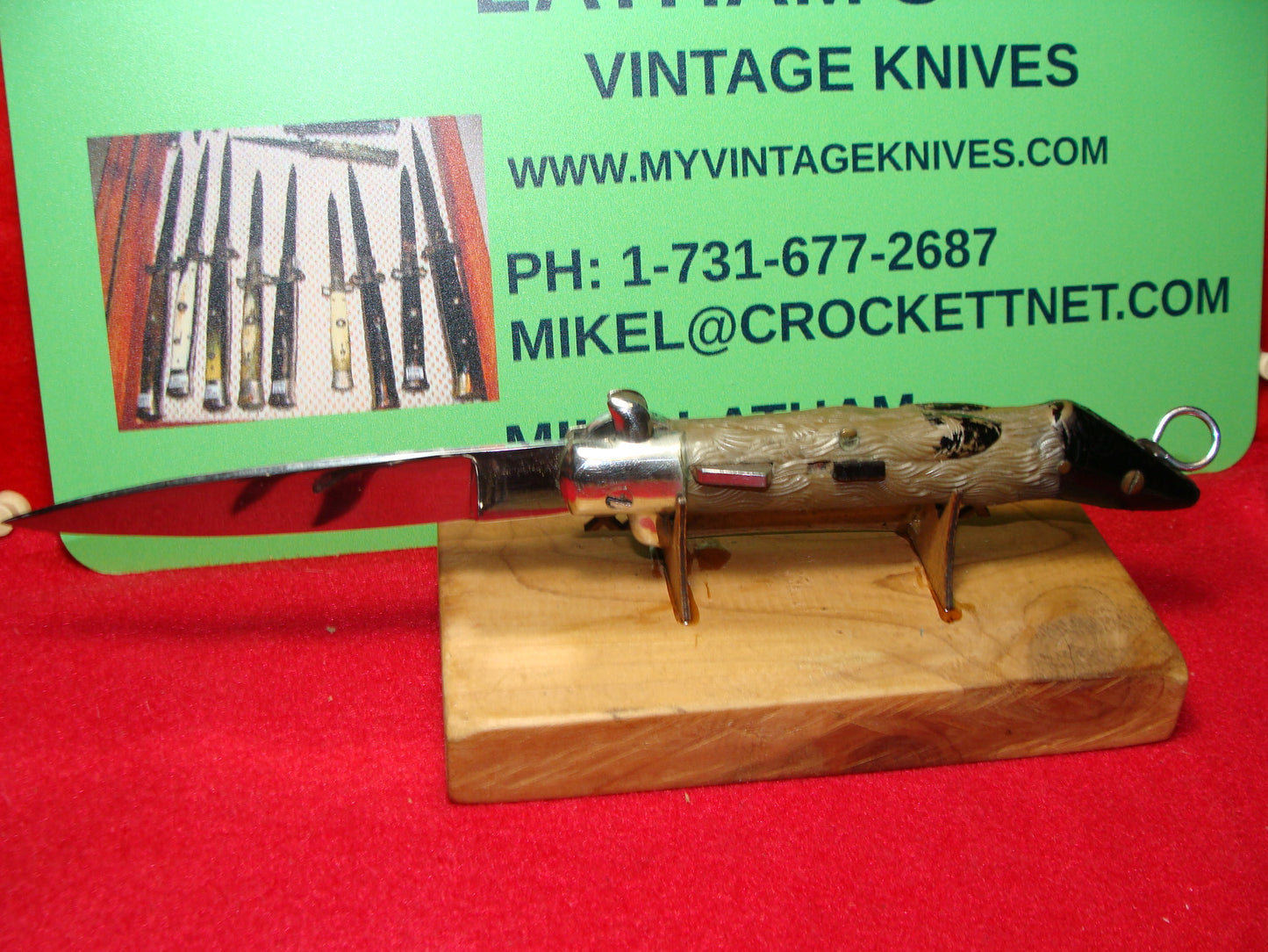 HALLALI INOX SGDG FRENCH 1965-75 BO/BC DEER FOOT FRENCH AUTOMATIC KNIFE BROWN PLASTIC HANDLES