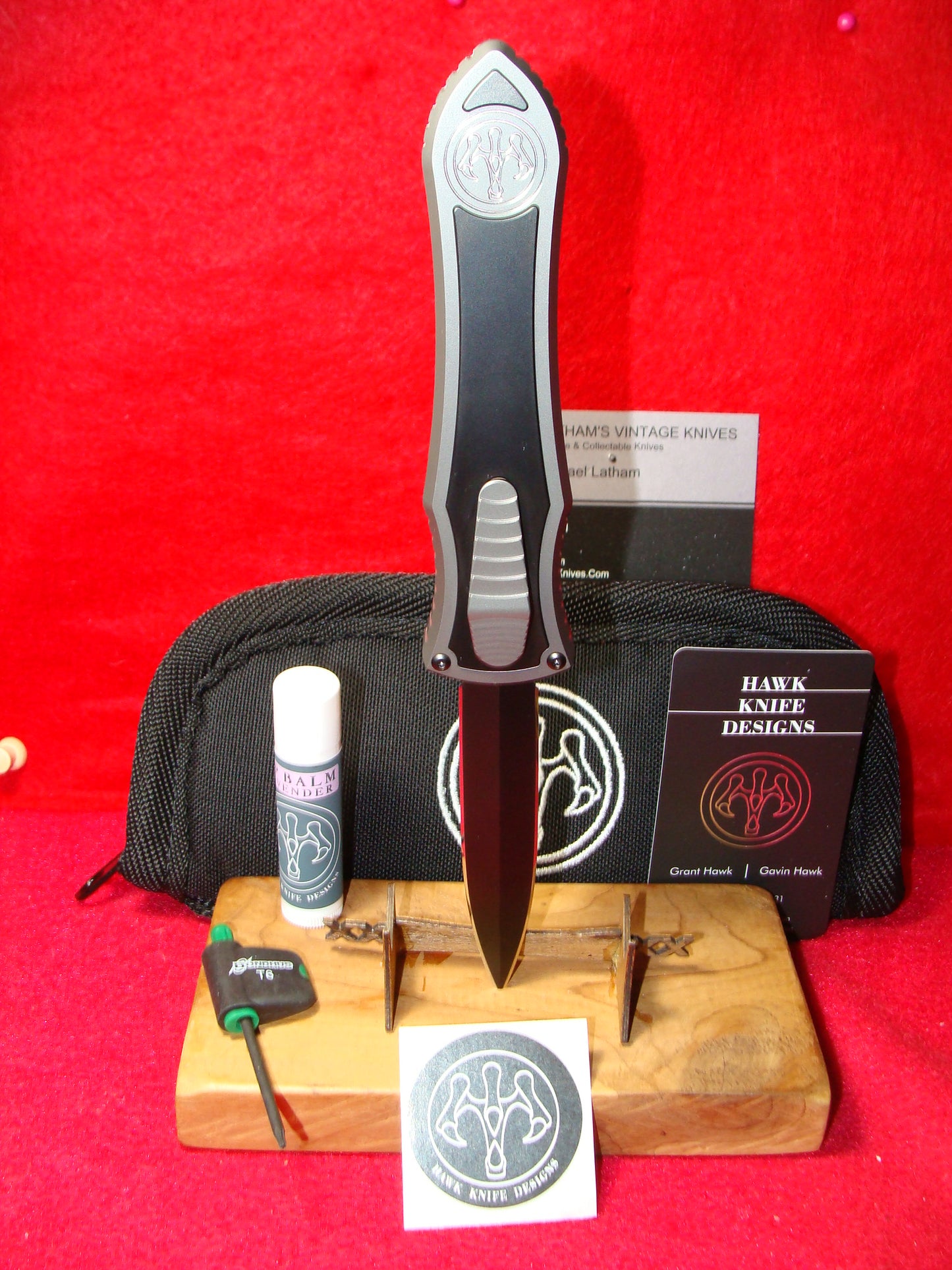 HAWK,G&G KNIVES DEADLOCK MODEL "C" Ti. TACTICAL AUTOMATIC OTF DOUBLE ACTION CUSTOM AUTOMATIC KNIFE TITANIUM HANDLES