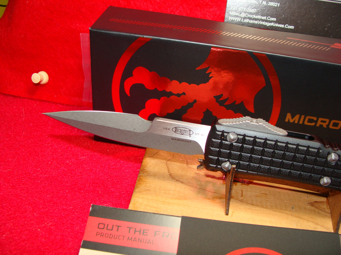 MICROTECH ULTRATECH BAYONET BLADE SHOW 2023 BLACK FRAG G-10 TOP OTF TACTICAL AUTOMATIC KNIFE BLACK HANDLES
