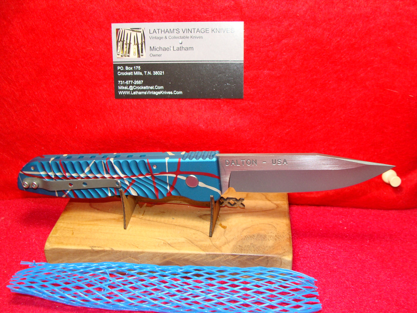 DALTON, ROB D.C.C. COMBAT CUTLERY USA 1995-2010 CUSTOM AUTOMATIC FIRST TO FIGHT MINUTEMAN TACTICAL AUTOMATIC KNIFE BLUE METAL HANDLES