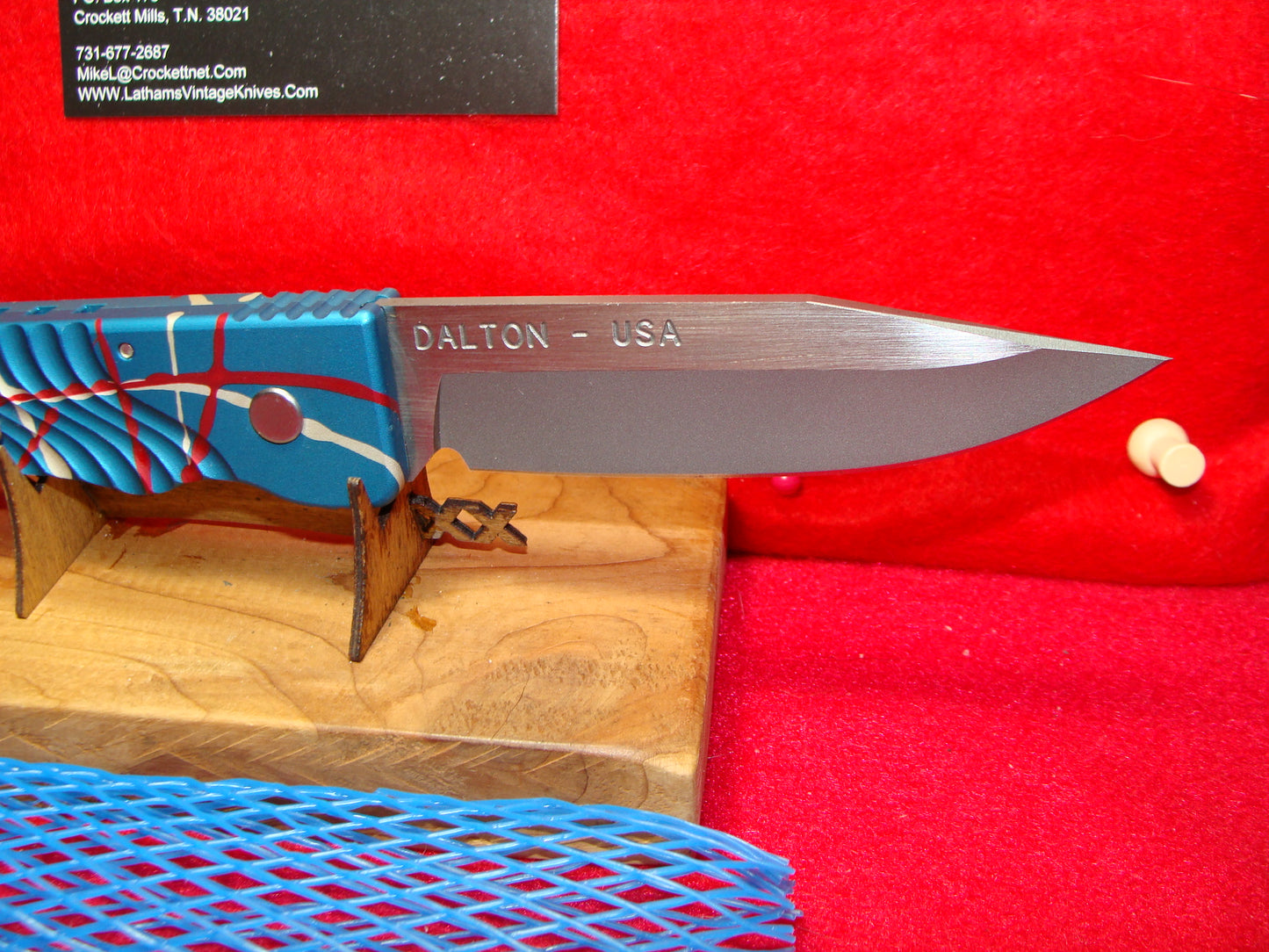 DALTON, ROB D.C.C. COMBAT CUTLERY USA 1995-2010 CUSTOM AUTOMATIC FIRST TO FIGHT MINUTEMAN TACTICAL AUTOMATIC KNIFE BLUE METAL HANDLES