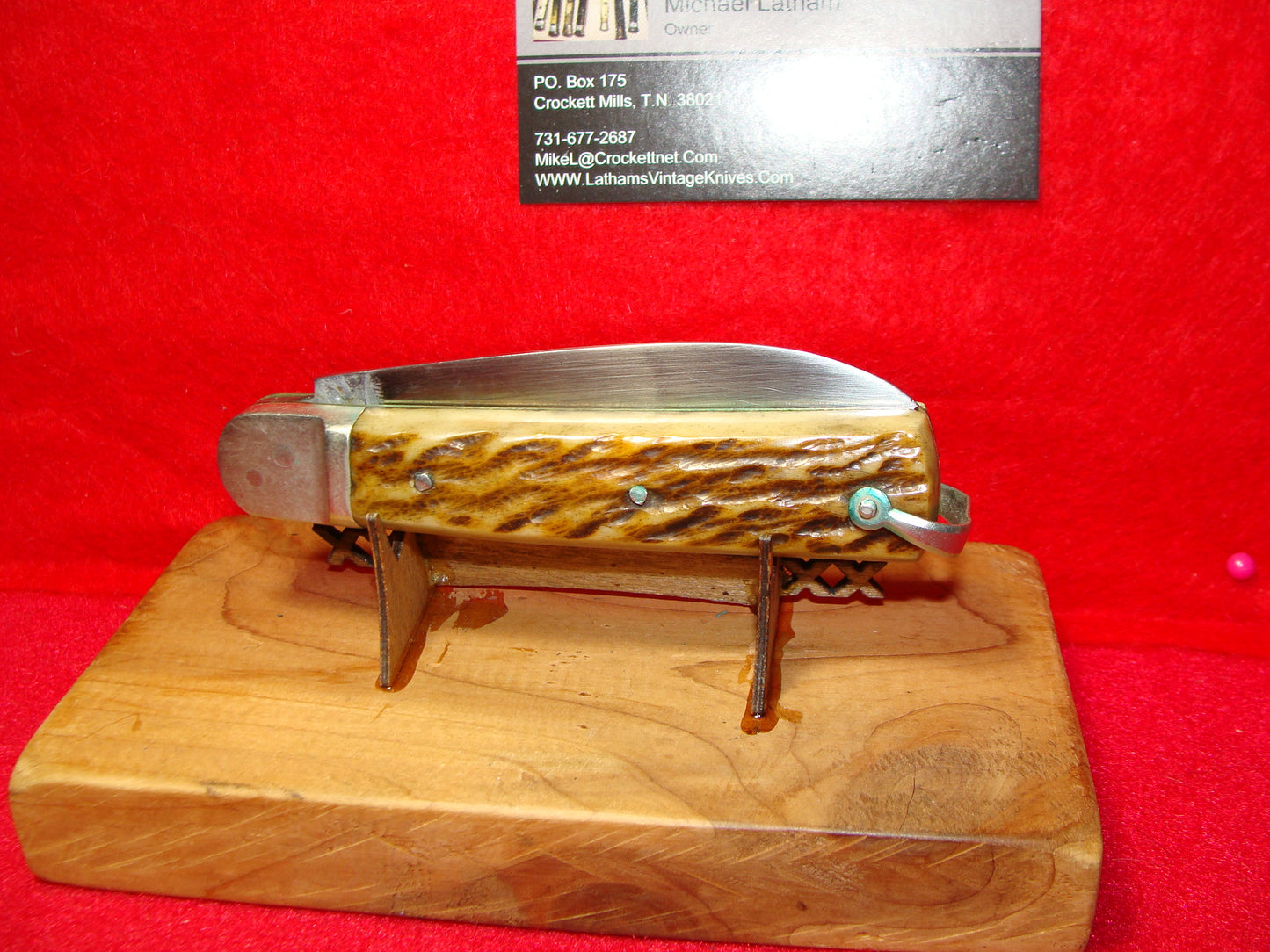 MAKI INOX FRENCH 1958-68 LEVER AUTOMATIC 10 CM FRENCH AUTOMATIC KNIFE JIGGED BONE HANDLES
