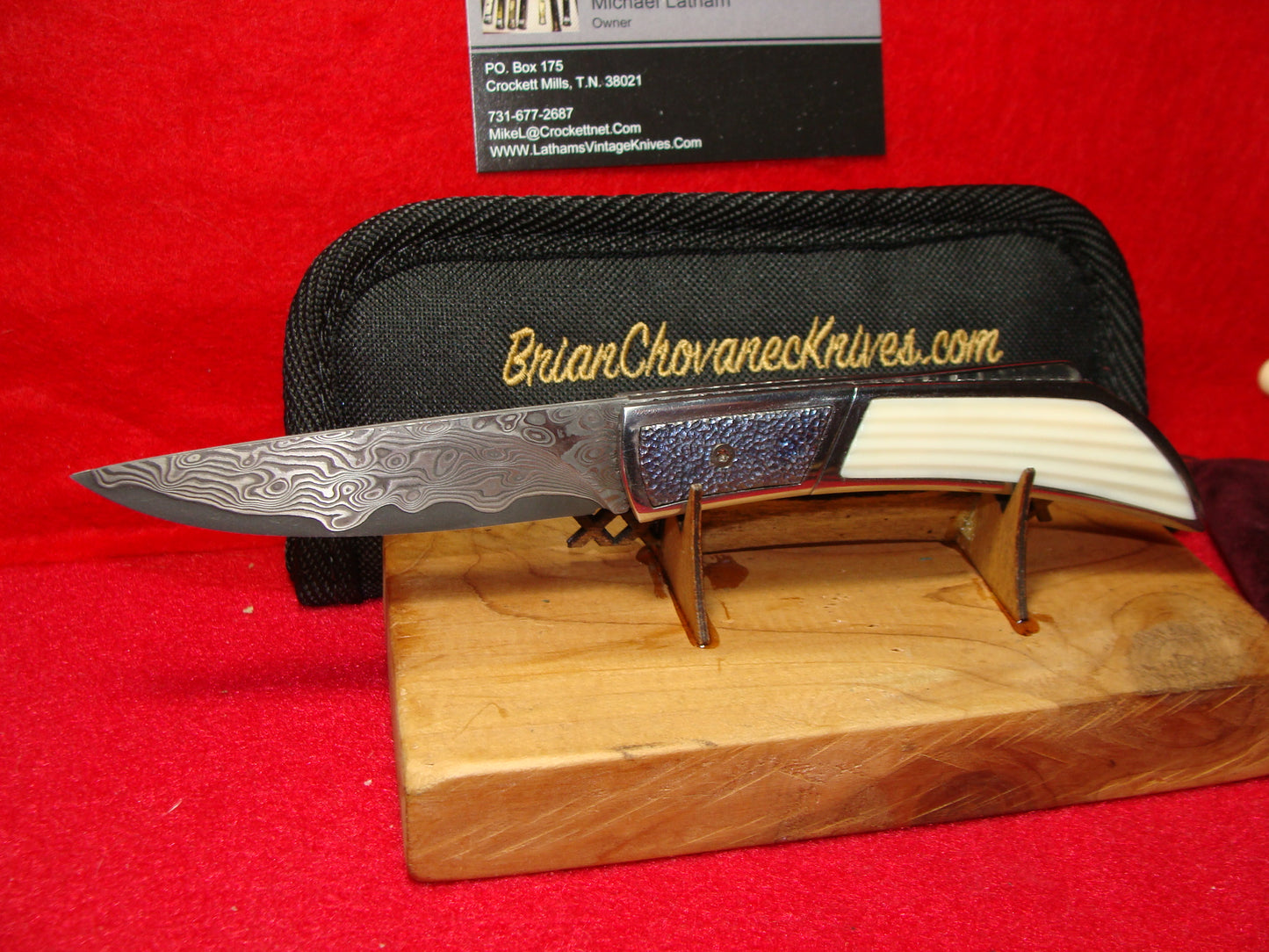 BRIAN CHOVANEC CUSTOM 2023 TORRENT BOLSTER RELEASE CUSTOM AUTOMATIC KNIFE FOSSIL WALRUS IVORY HANDLES