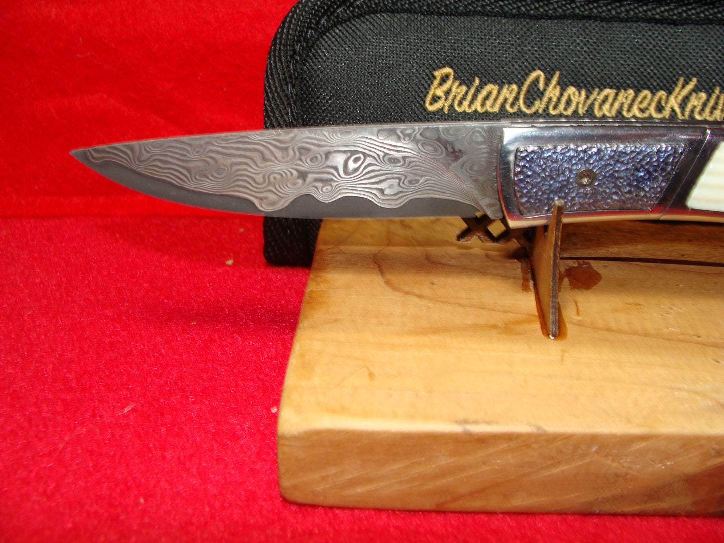 BRIAN CHOVANEC CUSTOM 2023 TORRENT BOLSTER RELEASE CUSTOM AUTOMATIC KNIFE FOSSIL WALRUS IVORY HANDLES