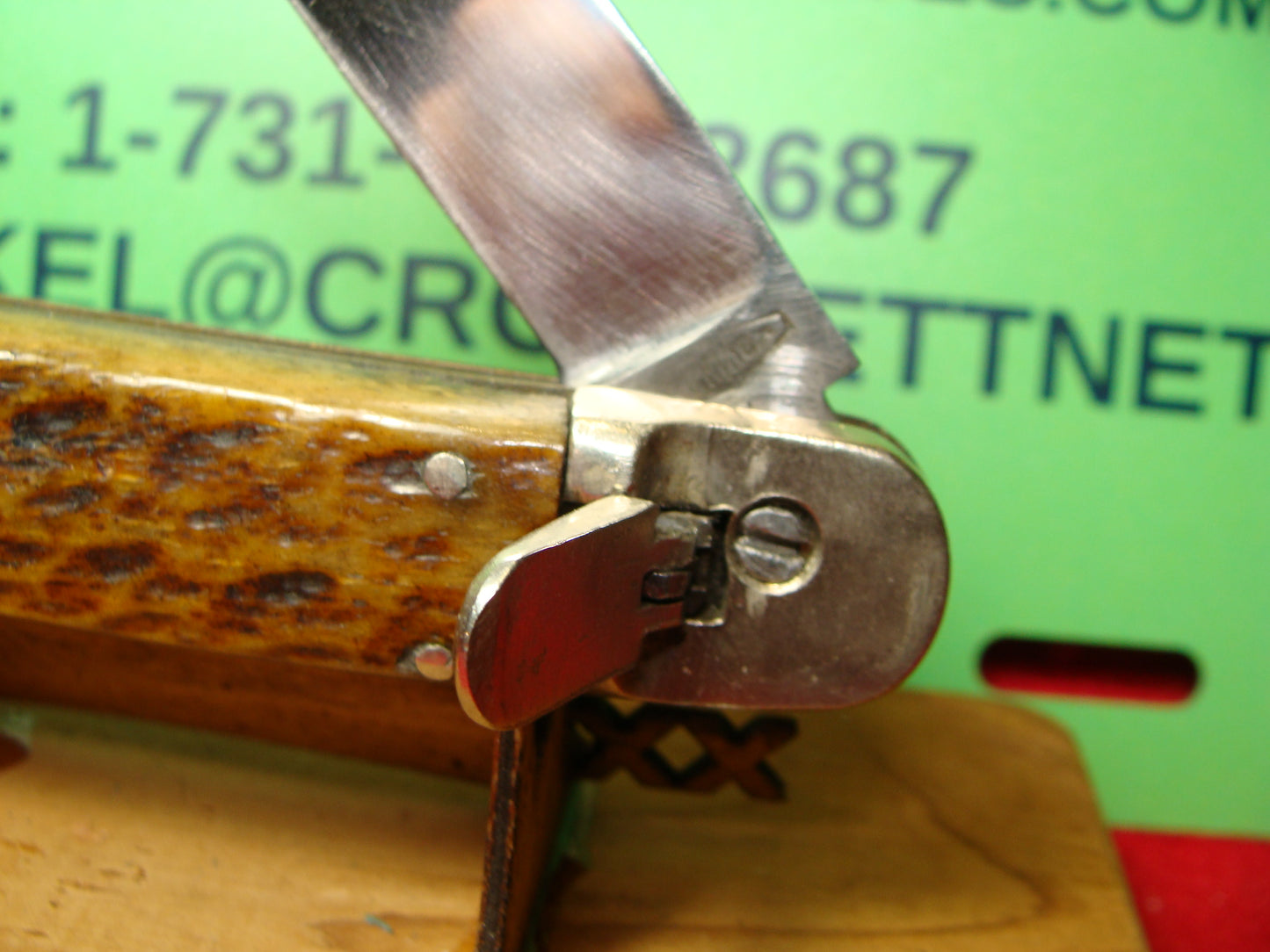 MAKI INOX FRENCH 1965-75 LEVER AUTOMATIC SPRINGER FRENCH AUTOMATIC KNIFE BROWN BONE HANDLES