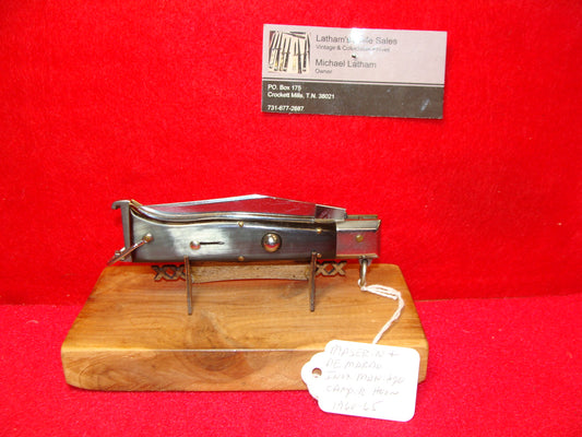 MASERIN & DEMARDO INOX MANIAGO ITALY 1960-65 CAMPER SHELL PULLER HUNTER ITALIAN AUTOMATIC KNIFE BUFFALO HORN HANDLES