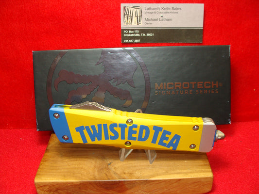 MICROTECH COMBAT TROODON TWISTED TEA EDITION 142-3 TT TACTICAL AUTOMATIC KNIFE ALL METAL HANDLES