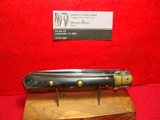 FROSOLONE ITALIAN PICK LOCK 1925-35 ITALIAN AUTOMATIC KNIFE 10 1/4" BUFFALO HORN HANDLES