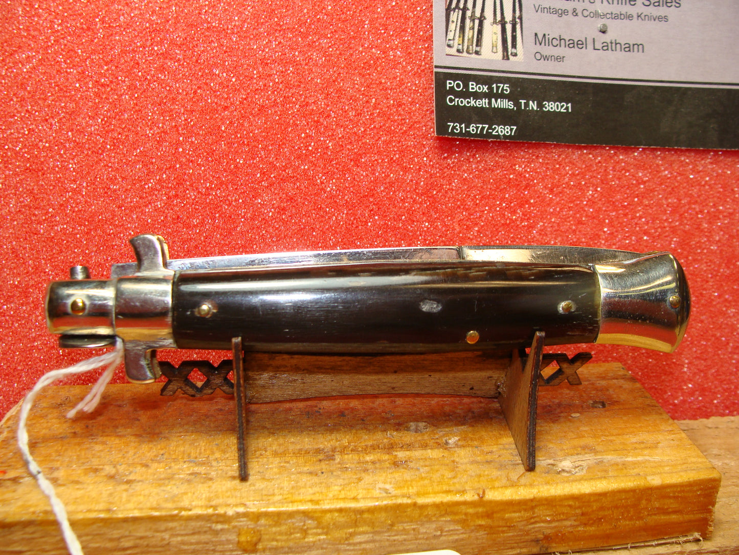 UNSTAMPED "STERILE" 1936-39 ITLAY FLAT GUARDS EARLY YEARS SMALL EARS ITALIAN AUTOMATIC KNIFE 8 3/4" BUFFALO HORN HANDLES