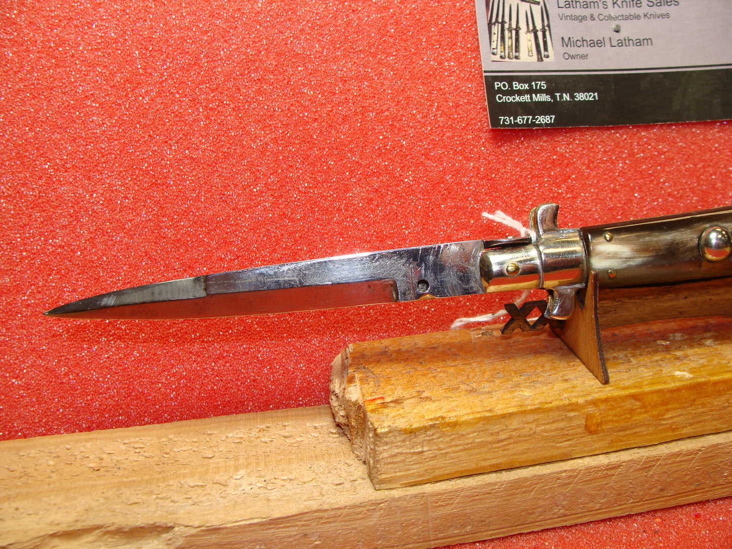 UNSTAMPED "STERILE" 1936-39 ITLAY FLAT GUARDS EARLY YEARS SMALL EARS ITALIAN AUTOMATIC KNIFE 8 3/4" BUFFALO HORN HANDLES