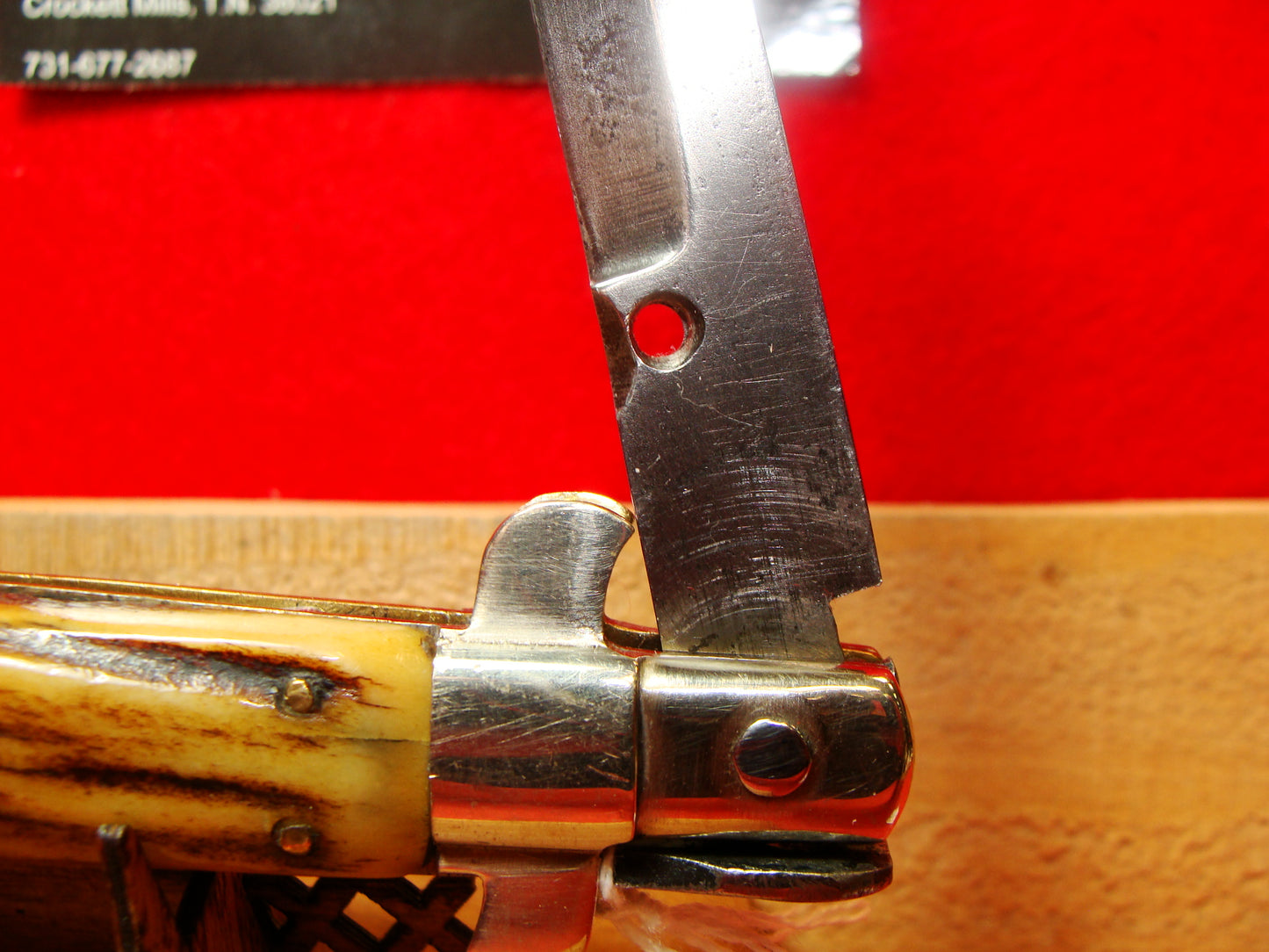 UNSTAMPED "STERILE" MANIAGO ITALY FLAT GUARD 1920-30 PICK LOCK STILETTO 28 CM ITALIAN AUTOMATIC KNIFE RARE STAG HANDLES