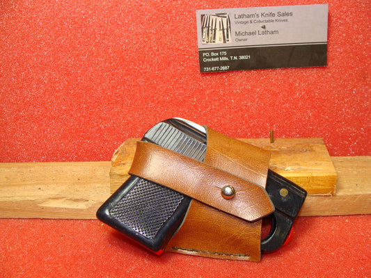 INOX ITALY 1968-75 GUN KNIFE ITALIAN AUTOMATIC KNIFE BLACK PLASTIC HANDLES