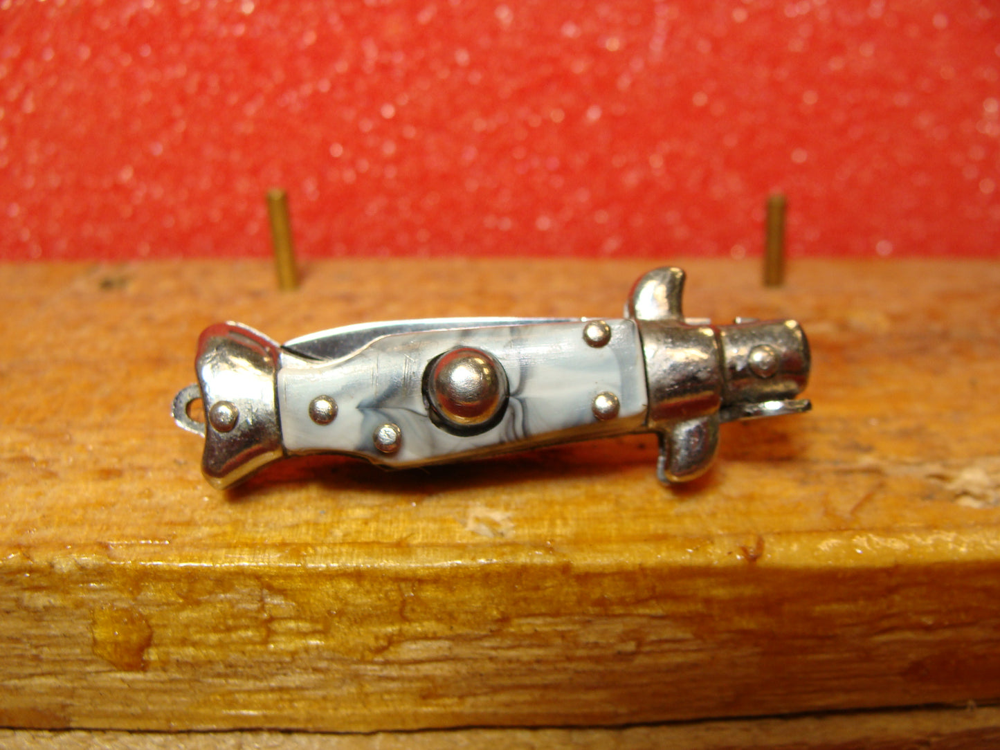 MINI KEY CHAIN PICK LOCK 2010-19 IMPORTED AUTOMATIC KNIFE MIXED COLOR PLASTIC HANDLES