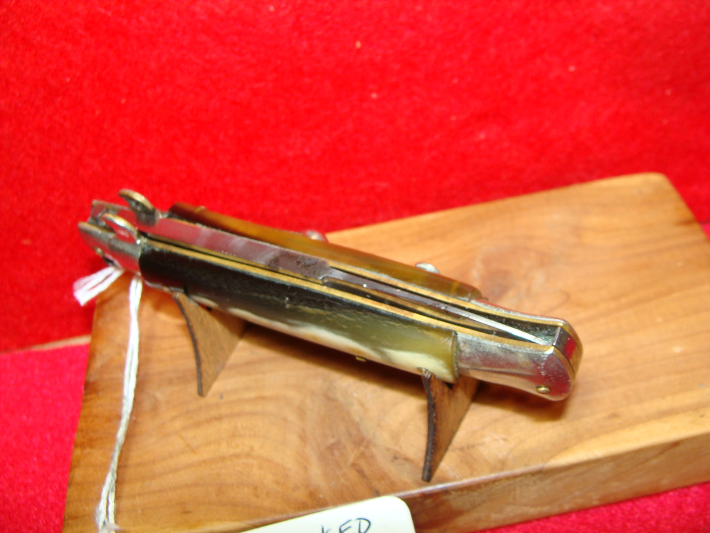 UNMARKED PICK LOCK FLAT GUARD 1935-40 20 CM ITALIAN AUTOMATIC KNIFE BUFFALO HORN HANDLES
