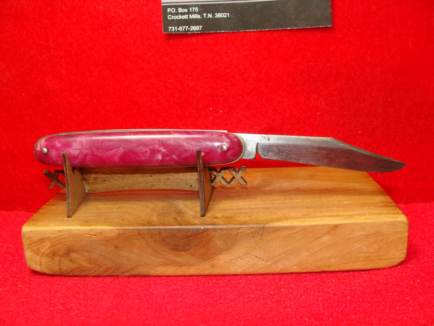 SHUR SNAP COLONIAL KNIFE CO. 1926-56 CIGAR JACK 3 1/2" VINTAGE AMERICAN AUTOMATIC KNIFE PURPLE SWIRL COMPOSITION HANDLES