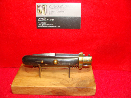 UNMARKED FROSOLONE ITALY 1920-30 PICK LOCK ITALIAN AUTOMATIC KNIFE BUFFALO HORN HANDLES