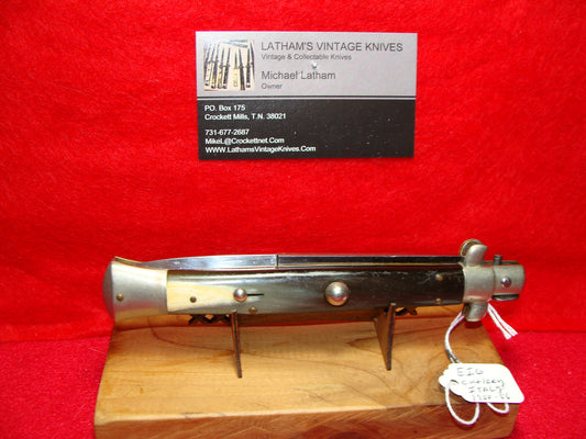 EIG CUTLERY ITALY 1950-56 PICK LOCK STILETTO 28 CM ITALIAN AUTOMATIC KNIFE BRAZILIAN HORN HANDLES