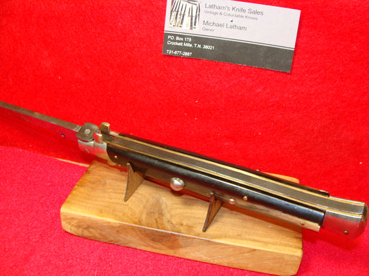 ROSTFREI ITALY 1962-68 STILETTO TRANSITION SWIVEL BOLSTER 33 CM ITALIAN AUTOMATIC KNIFE BRAZILIAN HORN HANDLES