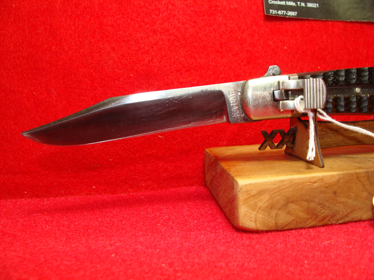 KA-BAR OLEAN NY 61105 1923-40 LEVER AUTOMATIC 8" AMERICAN AUTOMATIC KNIFE GREEN BONE HANDLES