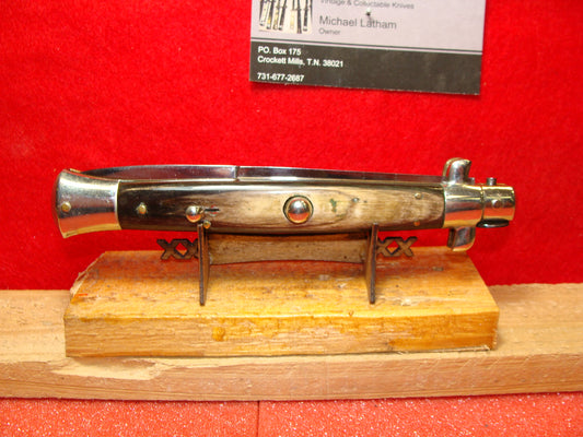 PANAMEX/FINEKUT ITALY 1948-52 PICK LOCK STILETTO 28 CM ITALIAN AUTOMATIC KNIFE BRAZILIAN HORN HANDLES