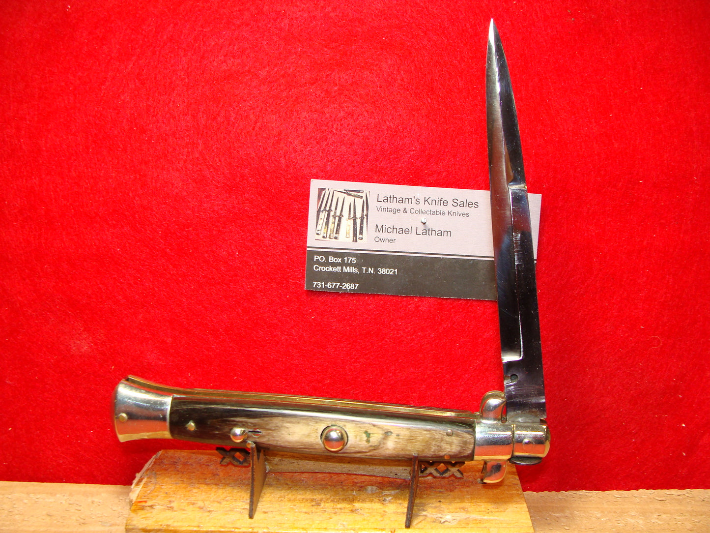 PANAMEX/FINEKUT ITALY 1948-52 PICK LOCK STILETTO 28 CM ITALIAN AUTOMATIC KNIFE BRAZILIAN HORN HANDLES