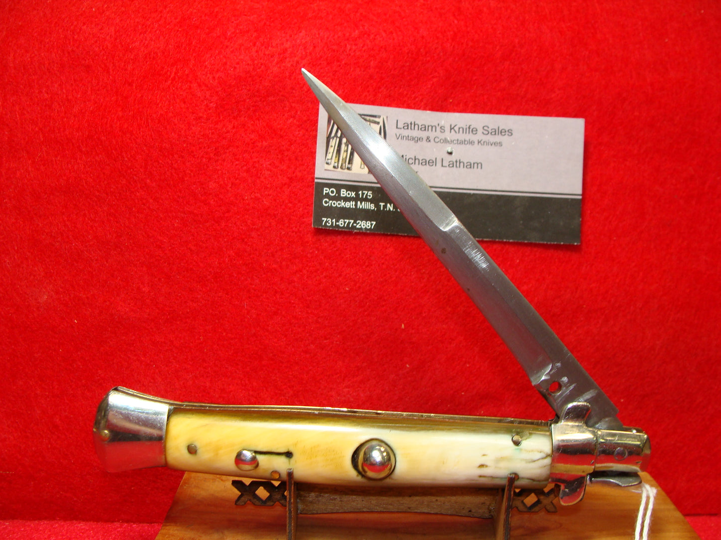 UNMARKED FLAT GUARD 1925-35 PICK LOCK STILETTO SMALL EARS 10 1/4" ITALIAN AUTOMATIC KNIFE BRAZILIAN HORN HANDLES