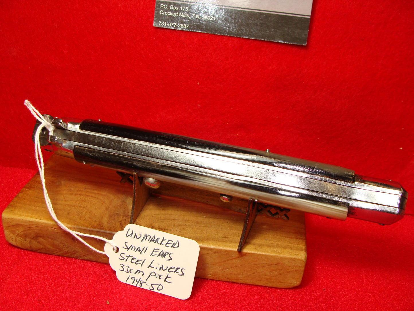 UNSTAMPED "STERILE" ITALY 1948-52 PICK LOCK SMALL EARS EARLY STEEL LINERS STILETTO 33 CM ITALIAN AUTOMATIC KNIFE BRAZILIAN HORN HANDLES
