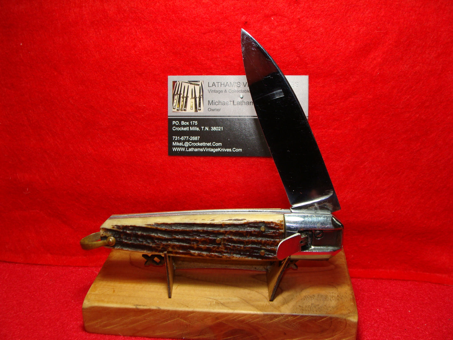 INOX RECESSED LEVER FRENCH 1965-75 MEDIUM COFFIN LEVER AUTOMATIC 9" FRENCH AUTOMATIC KNIFE BROWN JIGGED BONE HANDLES