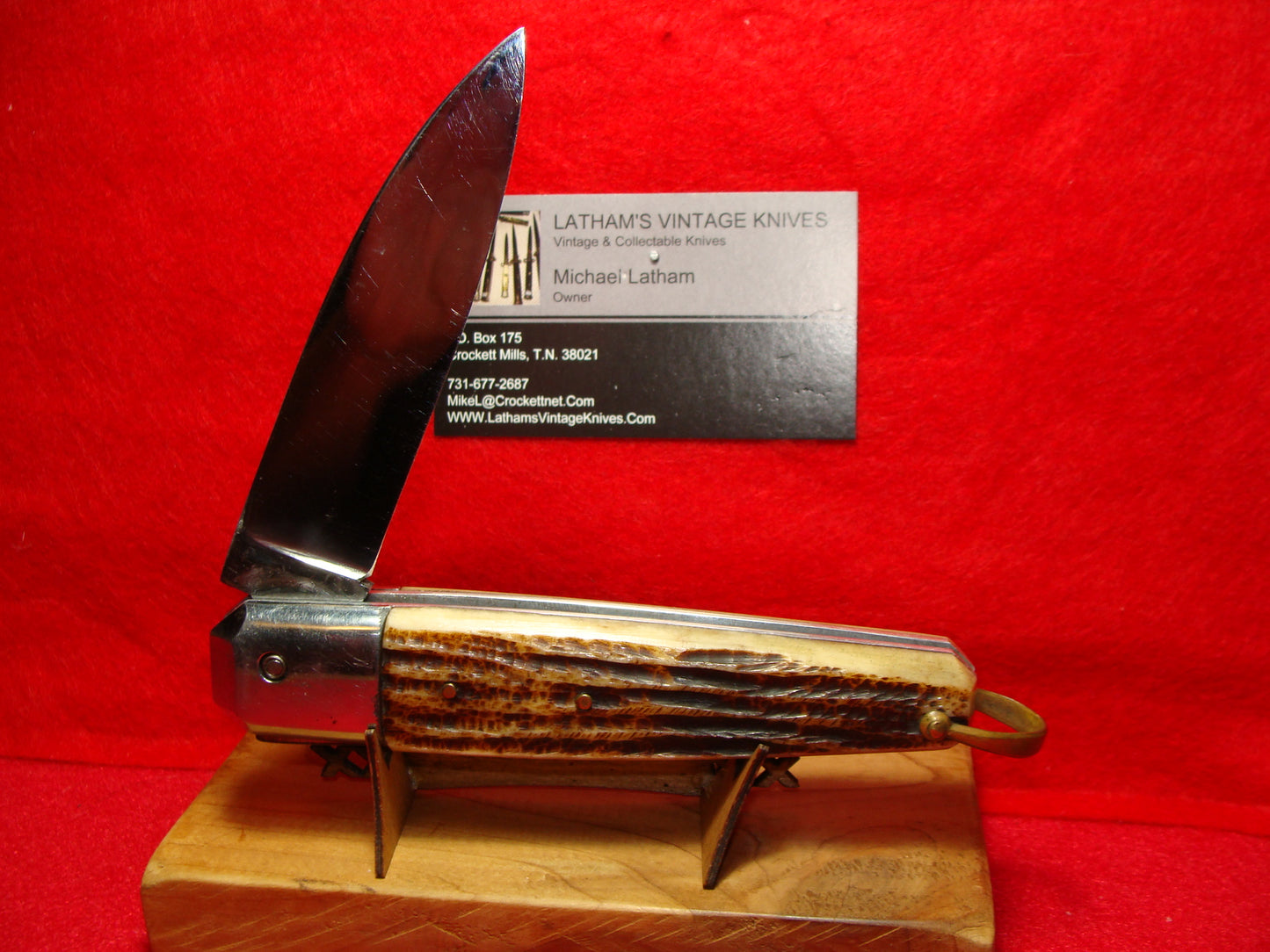 INOX RECESSED LEVER FRENCH 1965-75 MEDIUM COFFIN LEVER AUTOMATIC 9" FRENCH AUTOMATIC KNIFE BROWN JIGGED BONE HANDLES