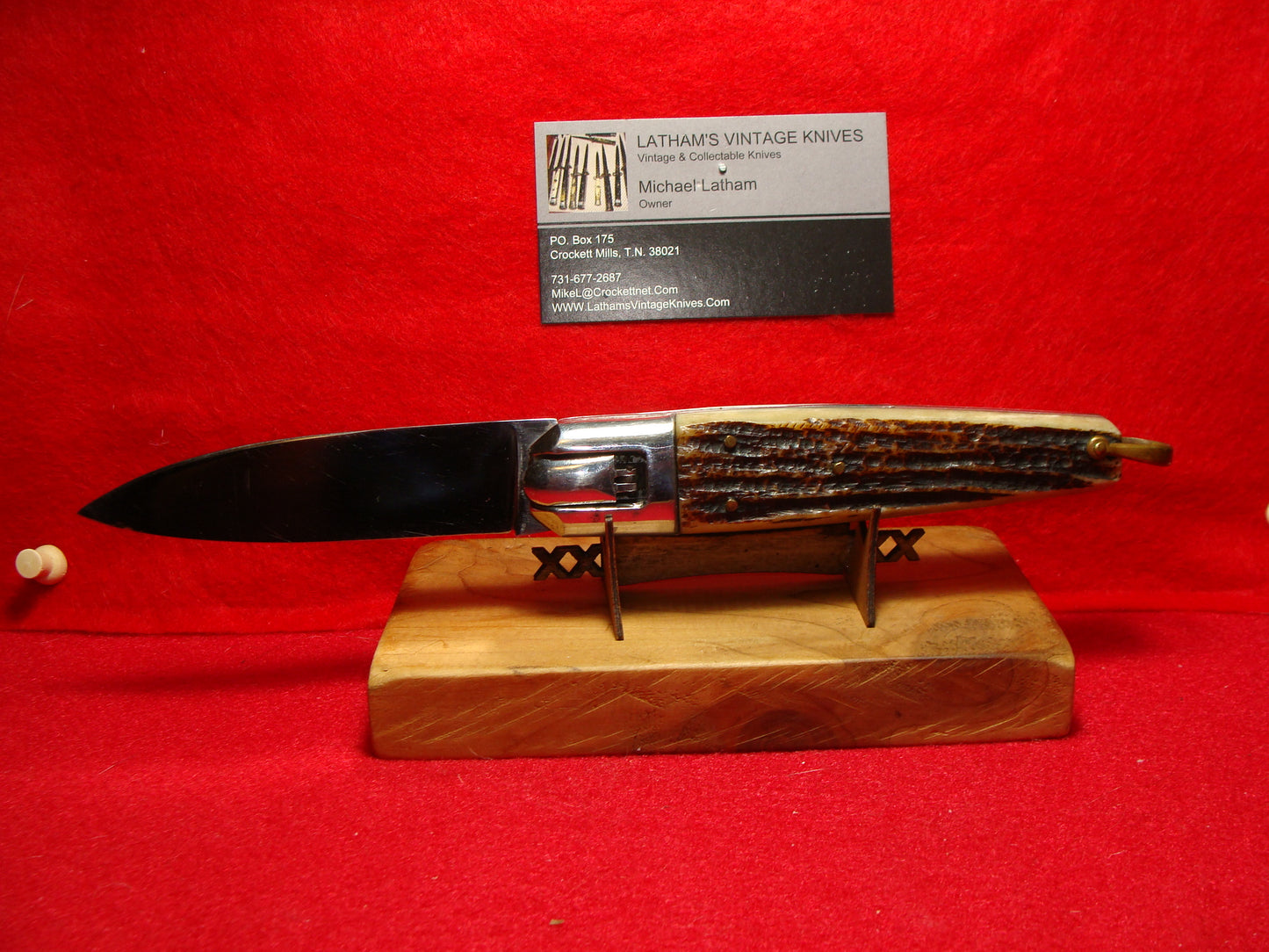 INOX RECESSED LEVER FRENCH 1965-75 MEDIUM COFFIN LEVER AUTOMATIC 9" FRENCH AUTOMATIC KNIFE BROWN JIGGED BONE HANDLES