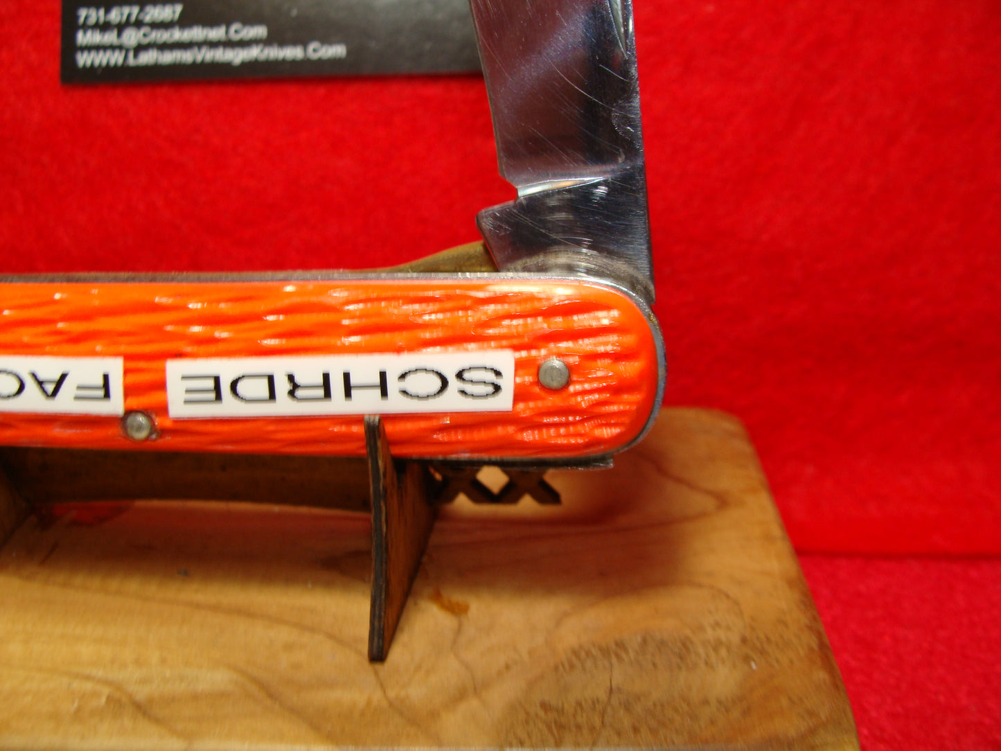 SCHRADE WALDEN NY 1946-76 PROTOTYPE CLIP FOLDING BLADE LINER LOCK PARACHUTE NON AUTOMATIC KNIFE ORANGE DELRIN PART OF THE SCHRADE FACTORY COLLECTION