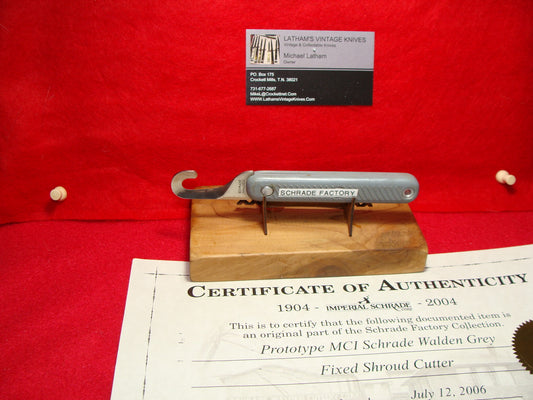 SCHRADE WALDEN NY 1946-76 PROTOTYPE MC1 GREY FIXED SHROUD CUTTER NON AUTOMATIC KNIFE PART OF THE SCHRADE FACTORY COLLECTION